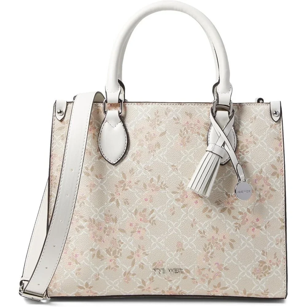 Women’s Polyester Satchel Large Floral Zipper Crossbody Bag